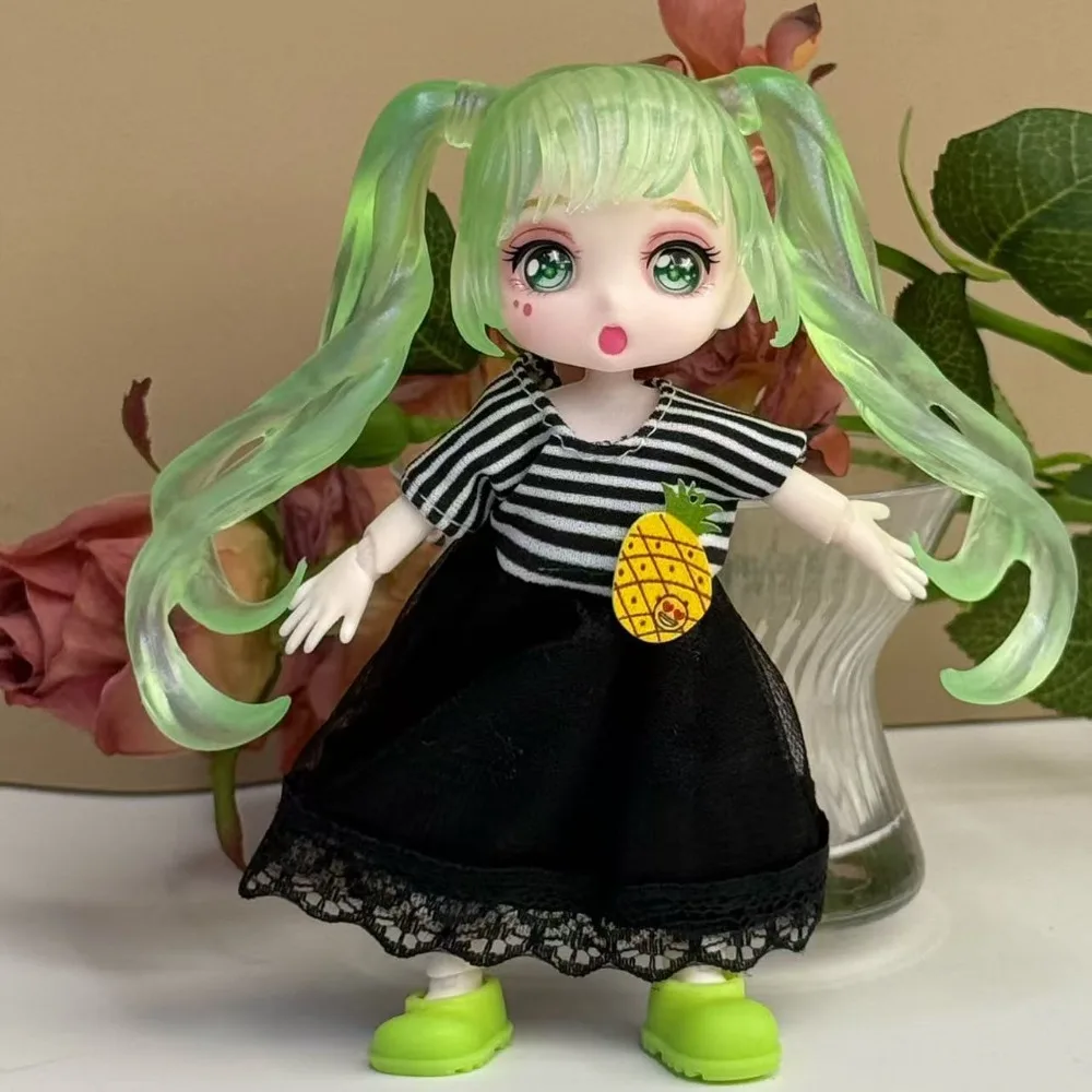 Corps de poupée multi-articulations sphériques, 9.5cm de hauteur, 13cm de hauteur, figurine BJD, poupée nue, dessin animé Manga, visage, ensemble jupe corporelle mobile