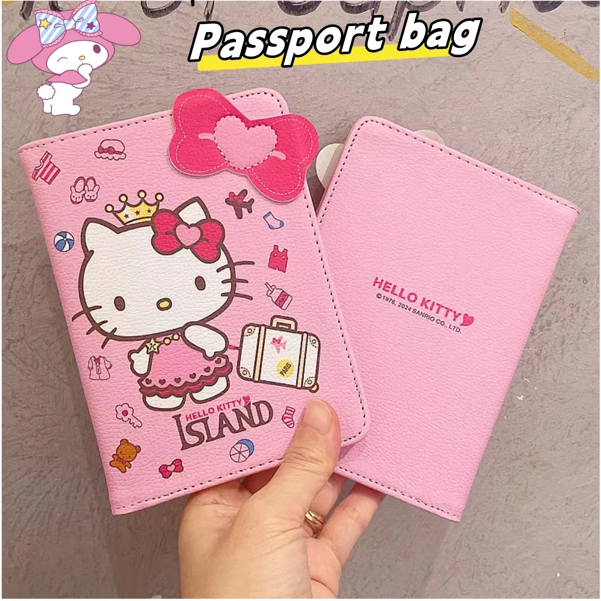 Japanese hello kitty cute passport holder document bag protective cover multi-functional card holder travel ticket storage women