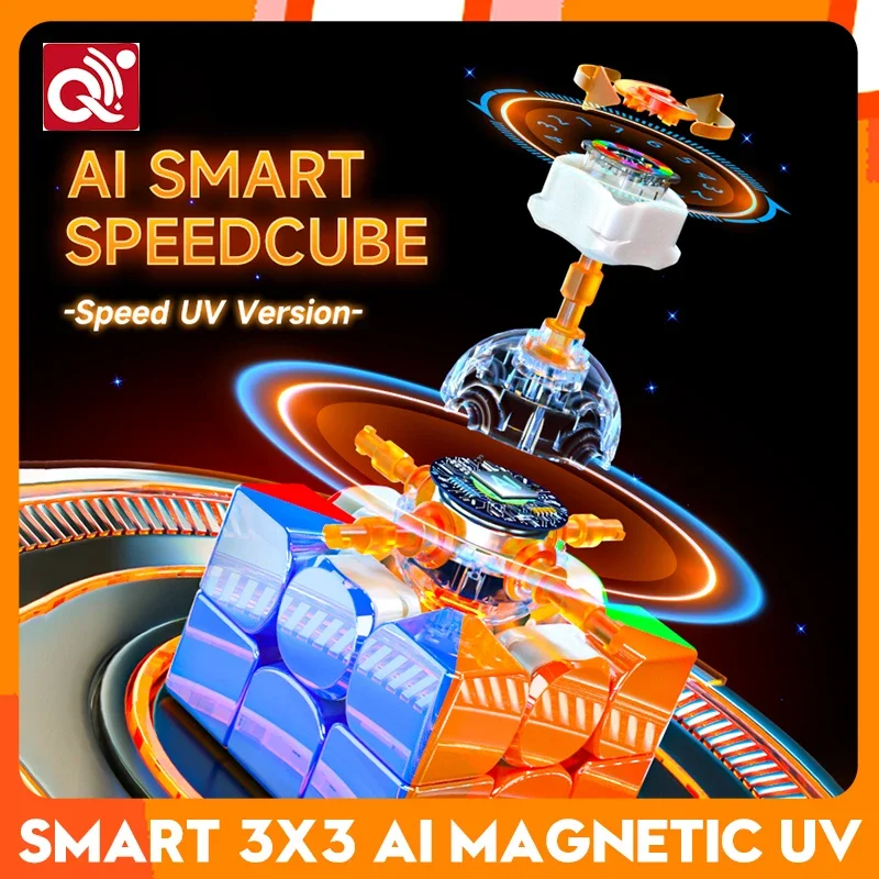 

Qiyi 3x3 Smart Cube AI Magnetic Magic Cube 3x3x3 Magnetic Smart Speed Puzzle Sticker Black Packing Cubes Toys for Kids