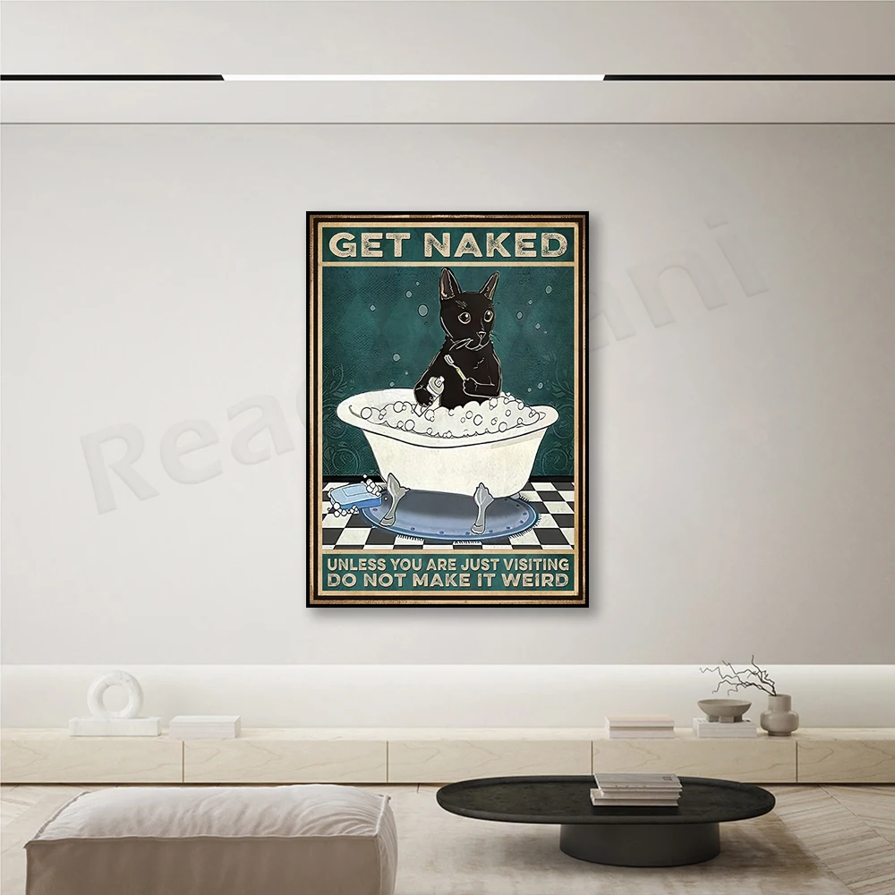 Black Cat Get Naked Don't Make It Weird Poster, Funny Cat Toilet Paper Poster, Black Cat Bathroom Poster, Cat Restroom Poster