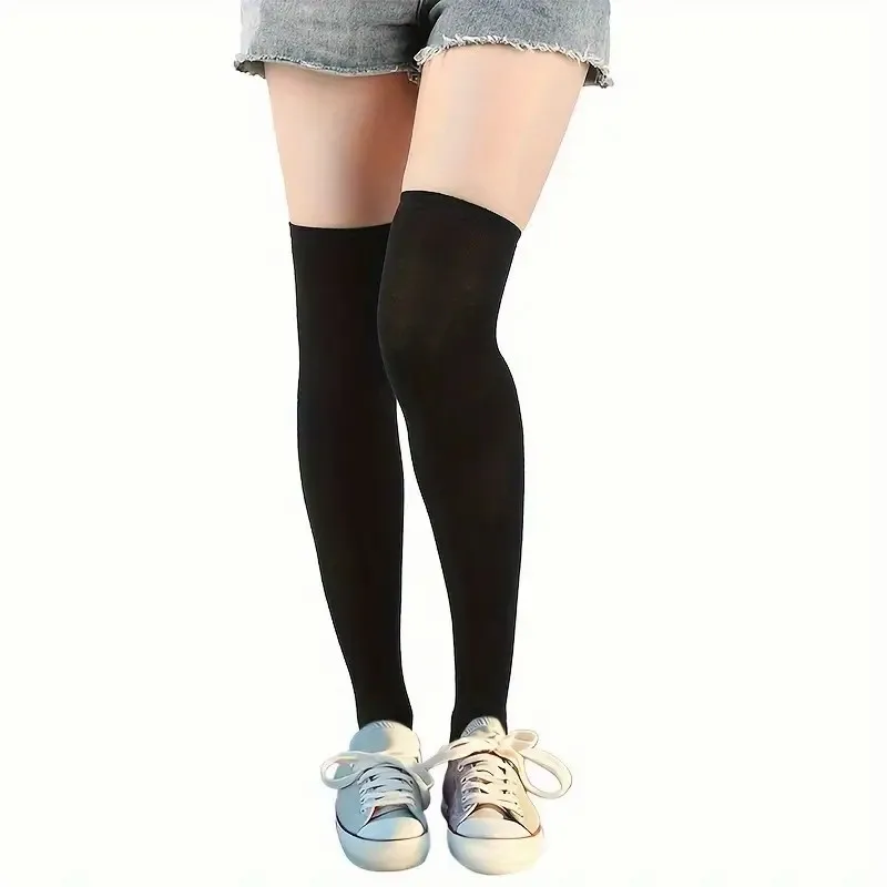 1/3 Paar Damen-Kniestrümpfe, einfarbig, langes Bein, geeignet als Geschenk, Freundinnen, geeignet für alle Jahreszeiten, universelle Stiefelsocken – Detail 6