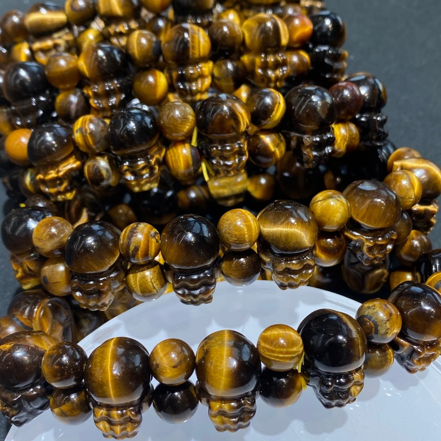 1 Pc Natural Stone Yellow Tiger Eye Pixiu Bracelet 11x17MM Mythical Animal Pixiu Beads Crystal Quartz Jewelry Gift Men Women view 3