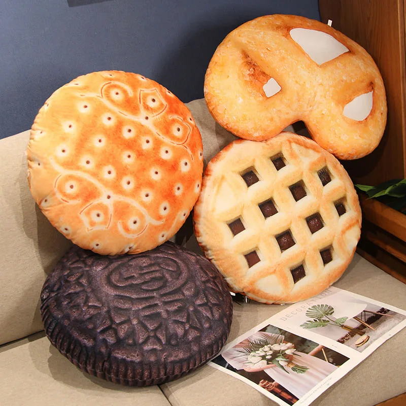 

Soft and Comfortable Plush Toy Sandwich Biscuits Chair Cushion Breathable Durable Simulation Biscuit Pillow Throw Pillows