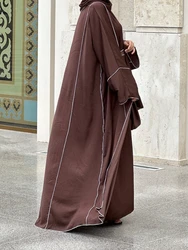 Eid Muslim Abaya for Women 3 Piece Set Abayas & Inner Dress & Headscarf Eid Prayer Dress Lace-up Ramadan Dubai Arab Long Robe