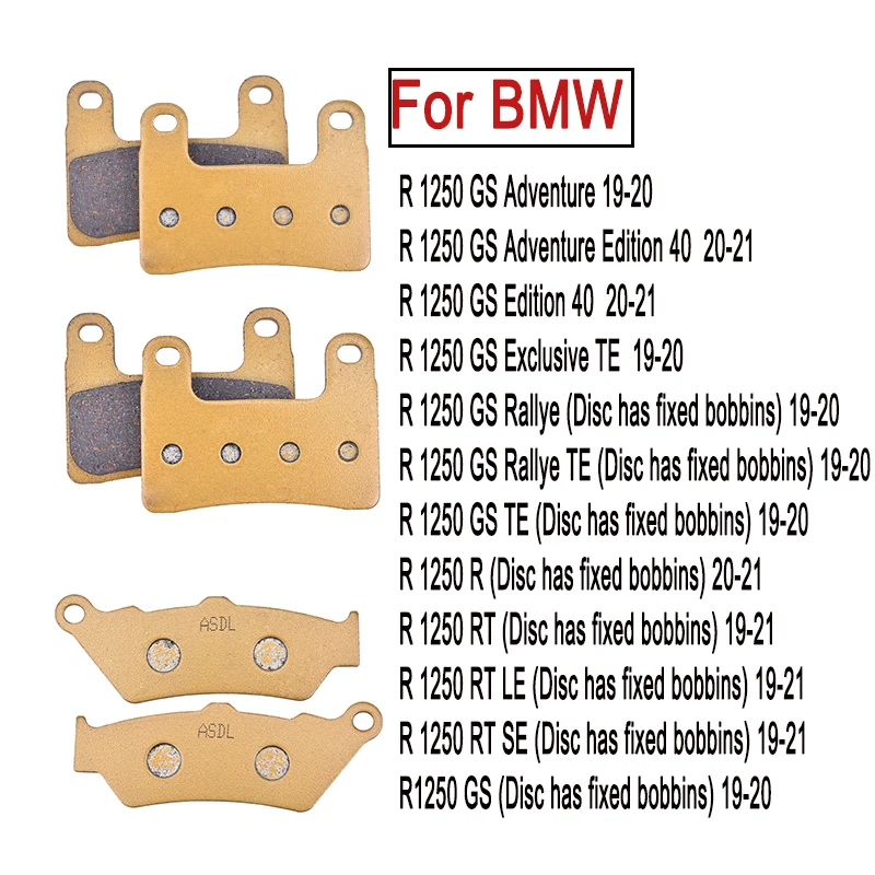 

Motorcycle Front and Rear Brake Pads For BMW R1250GS R1250R 20-21 R1250RT 2019-2021 Adventure Rallye Edition Exclusive TE LE SE