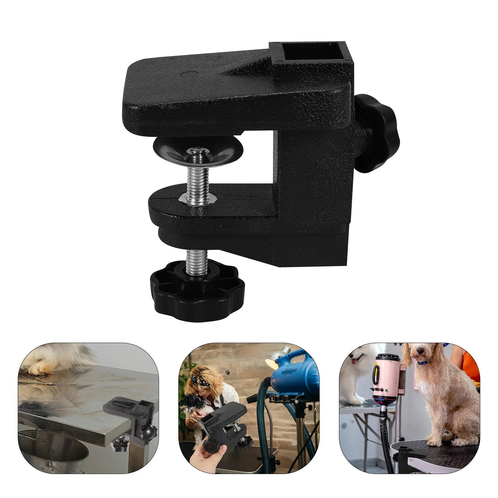 

Pet Grooming Table Clamp Heavy Duty Metal Black Suspension Rod Fixing Clip Reliable Grooming Table Accessory for Dogs Cats