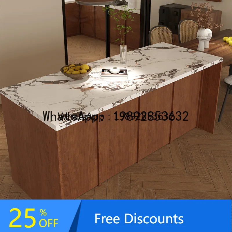 Walnut Wood Skeleton Line Island Table Dining Table Living Room Home Solid Wood Floor-standing Storage Partition Cabinet