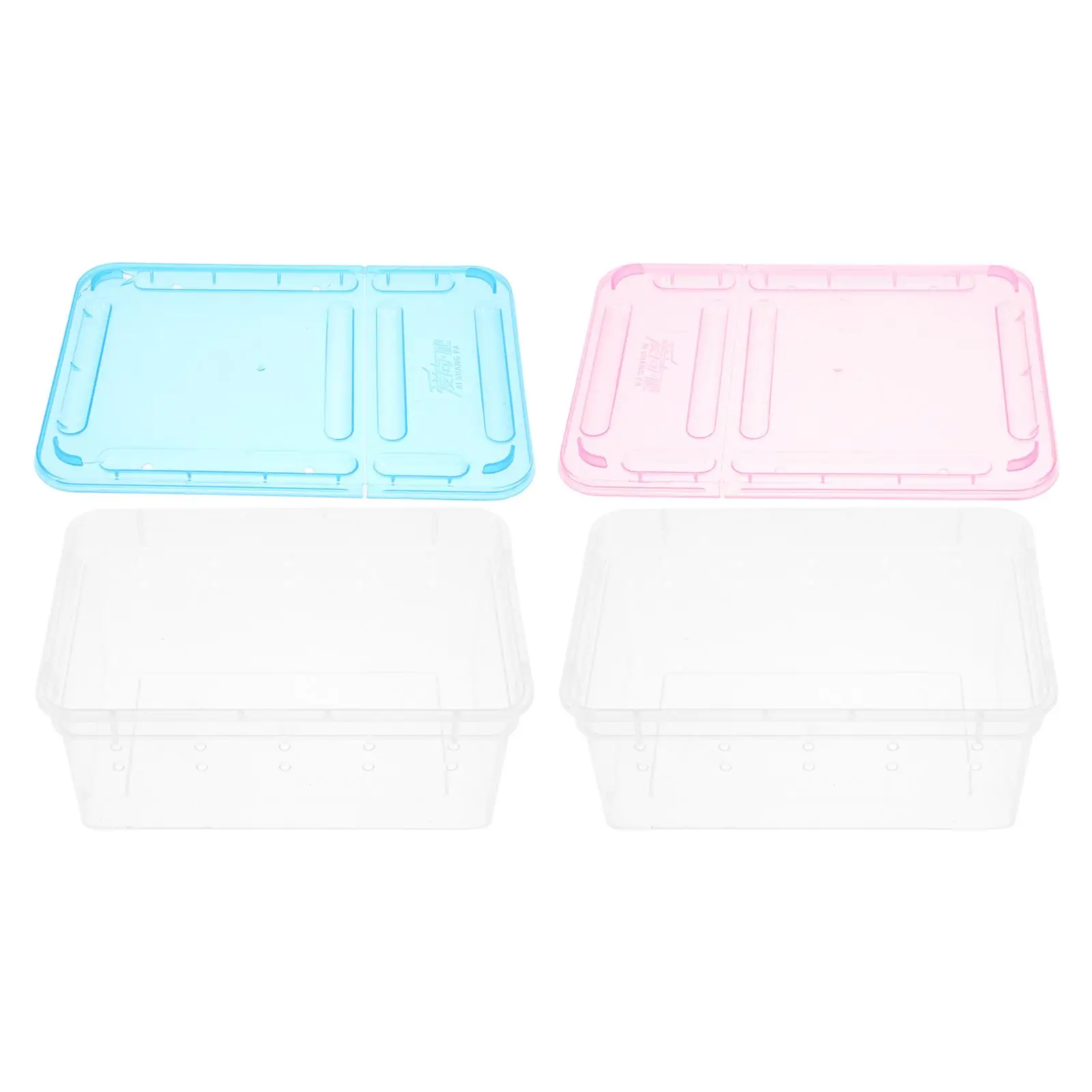 

2 Pcs Feeding Boxes Blue Pink Reptile Cage Lightweight High Transparency Ventilation Holes Insect Pets Outdoor Use