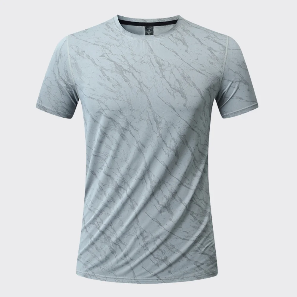 Summer Men's Quick-Dry Fitness T-Shirt Short Sleeve Male Gym Fitness Sports Elastic Tops Man Running Bodybuilding Sweatshi Tee view 4