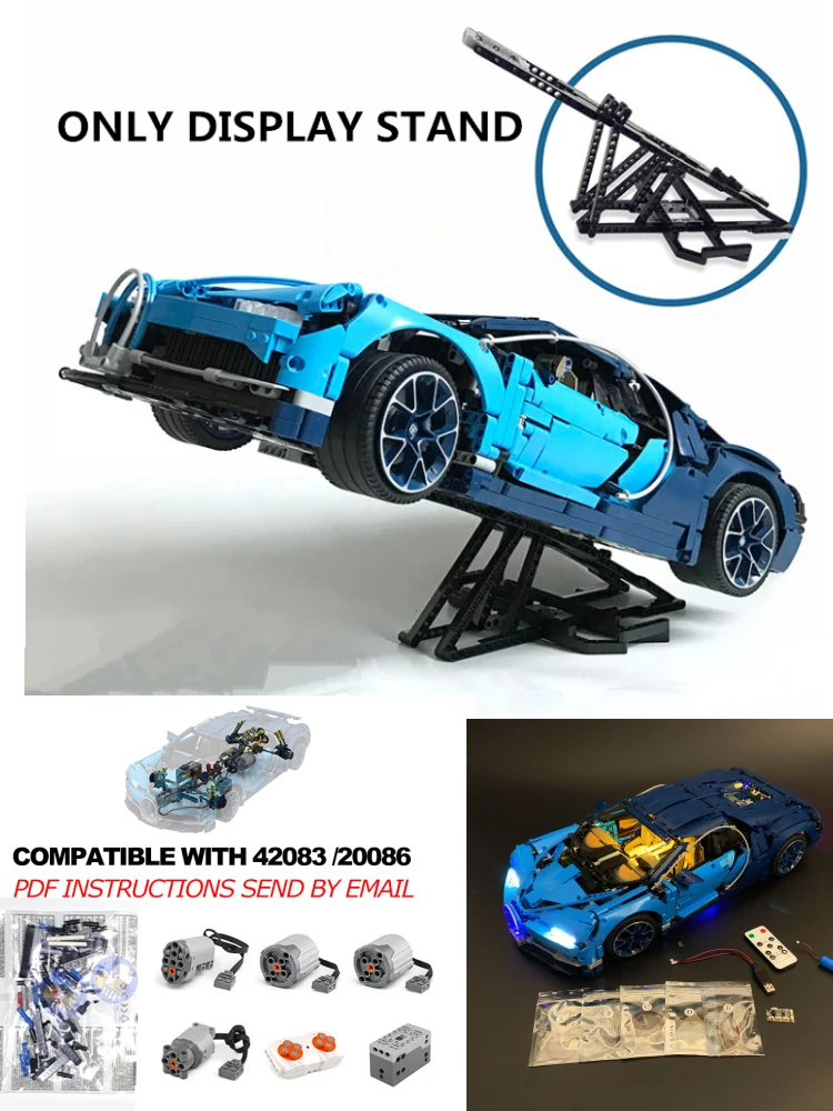 Suporte de exibição moc para motor de controle remoto, conjunto de luz led para chiron, compatível com lego 42083 20086, blocos de construção moc