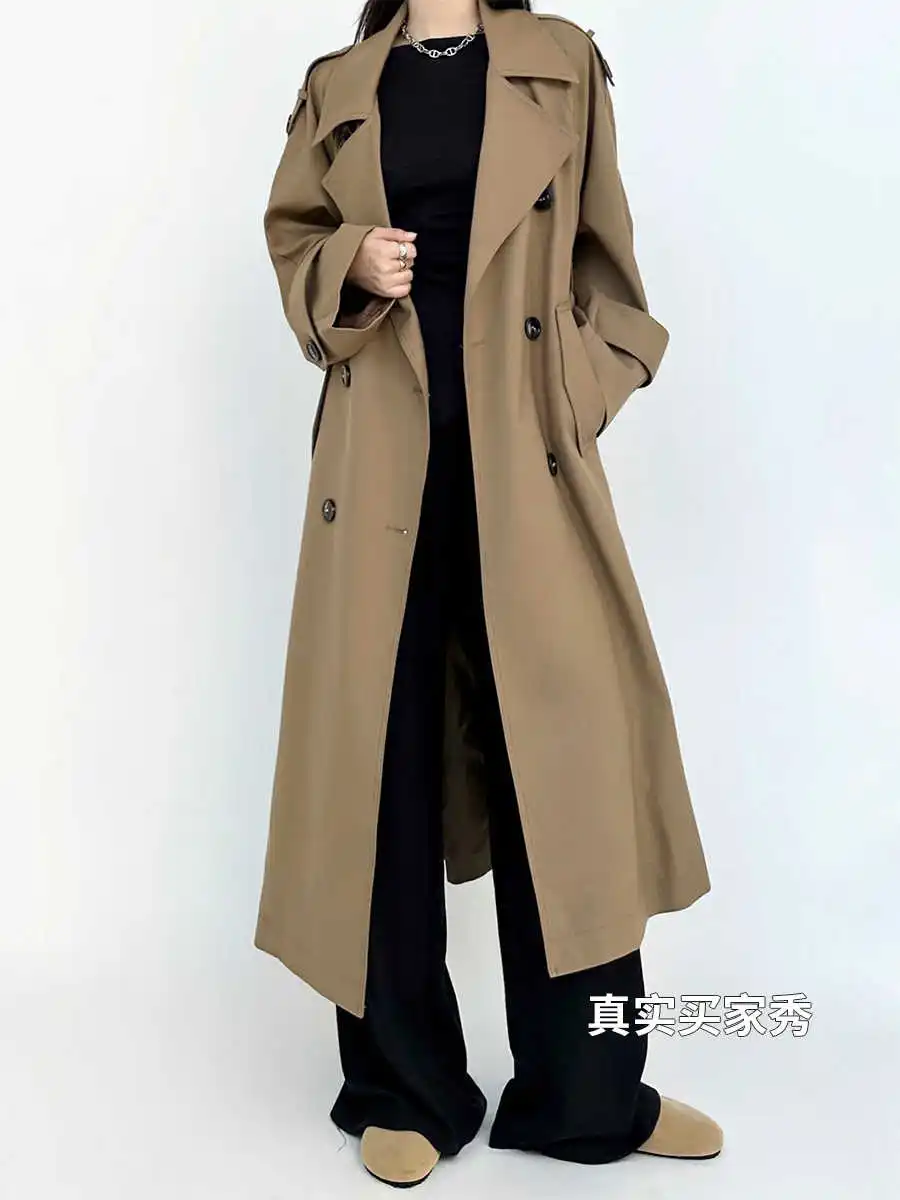 British Style Fashionable Trench Coat For Women In Autumn And Winter, With A High-End And Loose Mid Length Coat