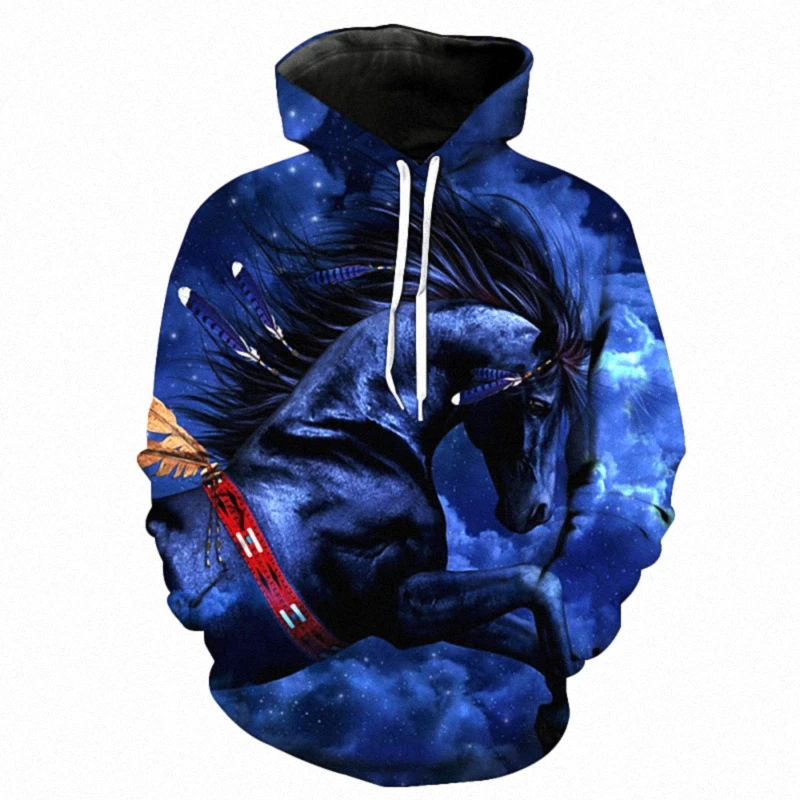 Hoodies 3d Print Animal Rrun Quickly Horse Sweatshirts Boys Girls Unisex Hooded Fashion Sweatshirts kids Long Sleeve Hoodie Coat