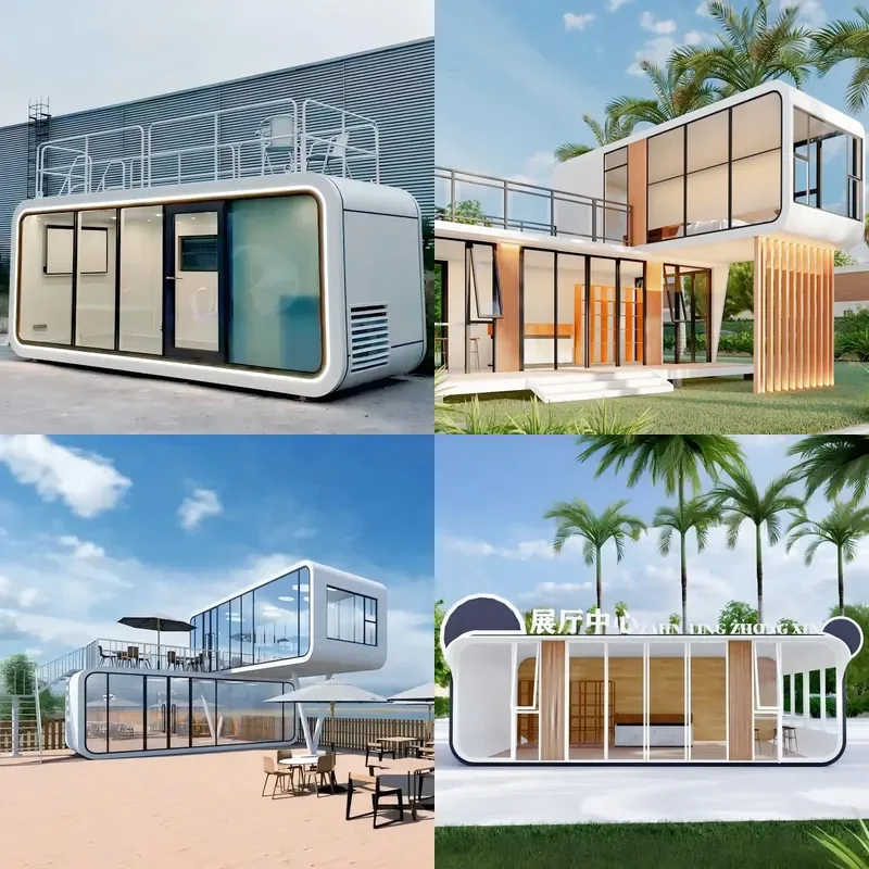 New Design Green House Park Homestay with Glass Wall Residential Building Steel Frame Modular Container Houses Cabin