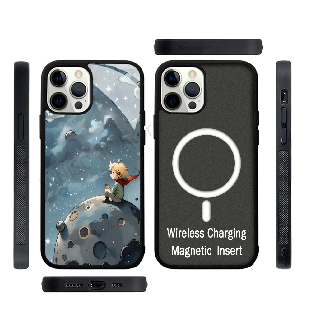 Cartoon Phone Case Strong Magnetic For IPhone 15 14 13 Pro Max 11 12 Mini L-Little Prince For Magsafe