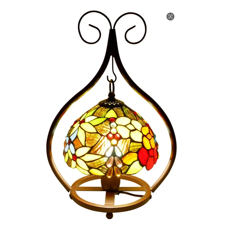#@ Luxury Chinese Tiffany Stained Glass Table Lamp Electric Nightlight for Hotel Bedside Tables Direct From Factory