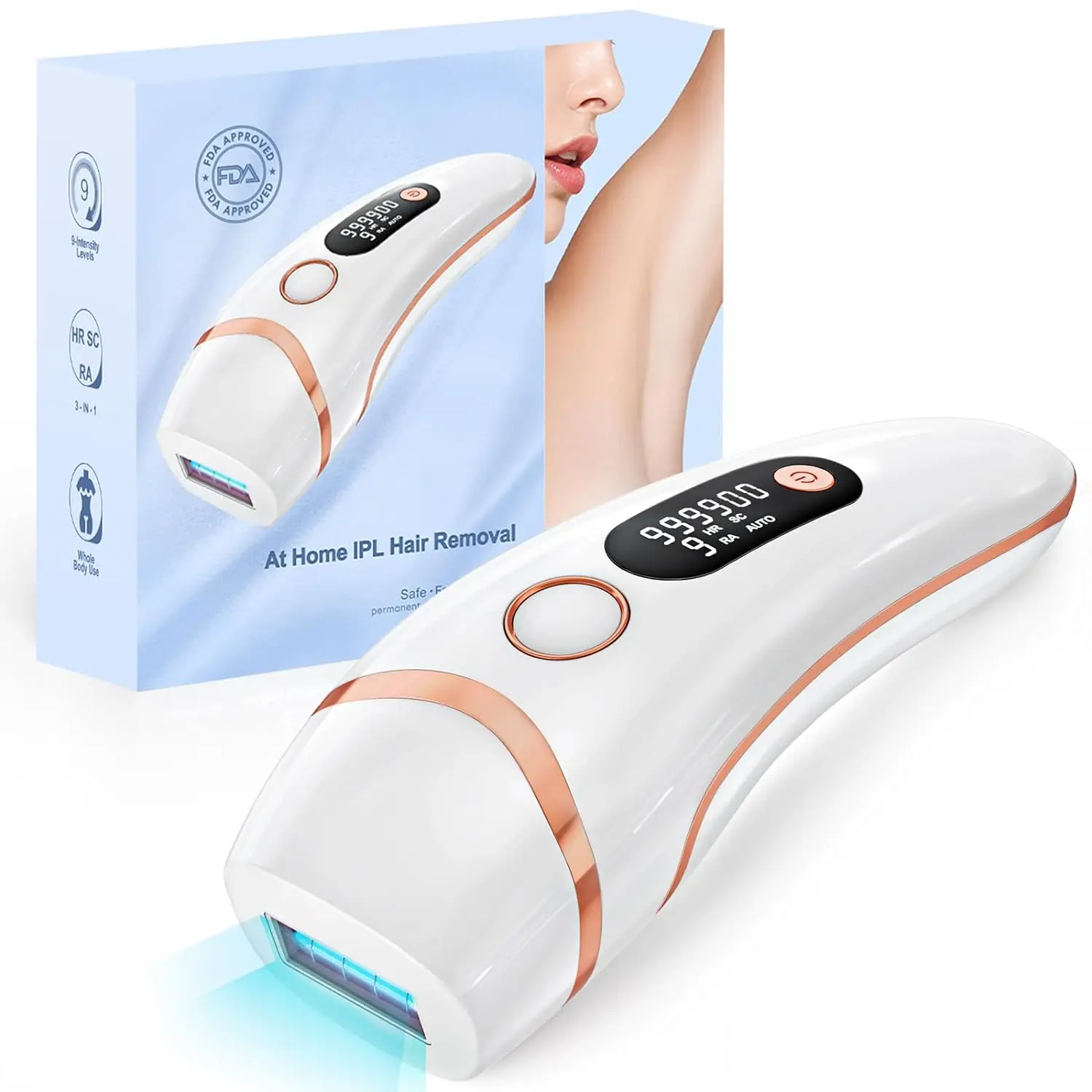 IPL Hair Removal 999900 Flashes PB1 Laser Device 2 Modes Whole Body 9 Levels Home Use Safe & Quick Laser Epilator for Men Women