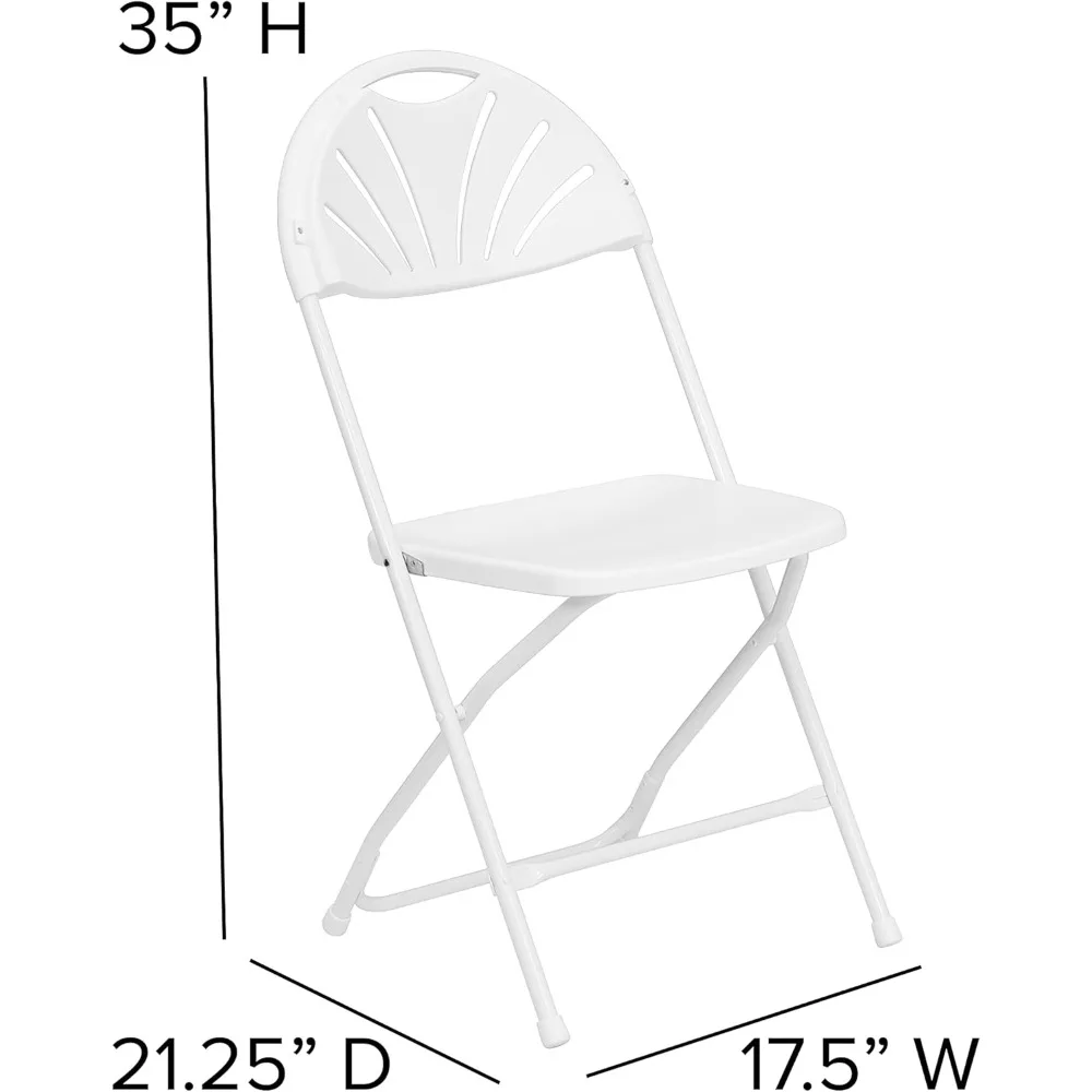 إيما + أوليفر 8 عبوات 650 رطل. كرسي قابل للطي بمروحة بلاستيكية بيضاء سعة