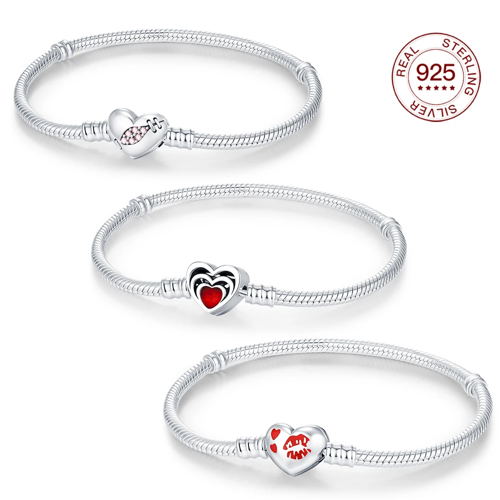 

New Bracelet 925 Sterling Silver Love Bracelet Original Charm Beaded Jewelry DIY Jewelry Making Gift For Women