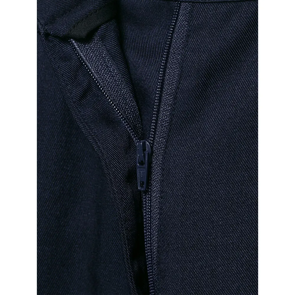 Duoperi moda feminina azul marinho zíper frontal calças retas casual cintura alta comprimento total feminino elegante chique senhora calças