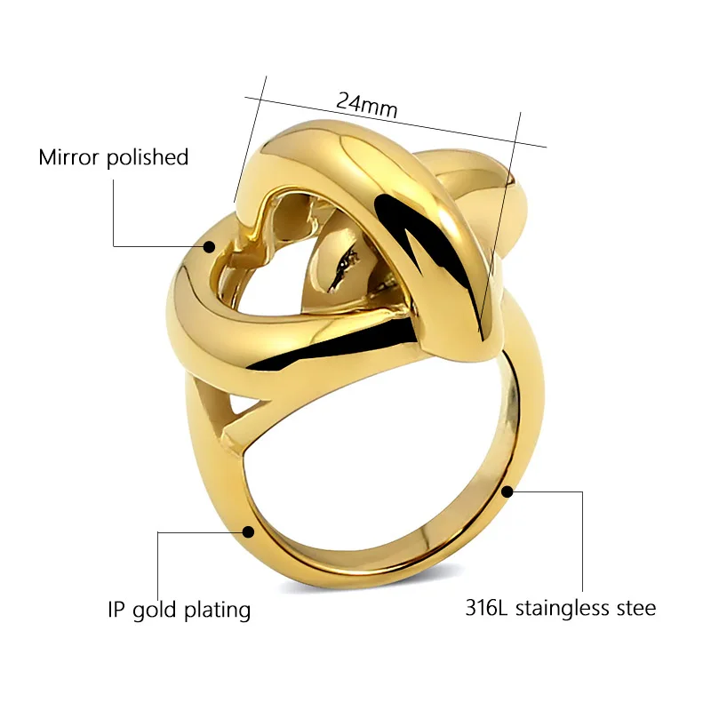 Raised Button Rings Metal Stainless Steel Waterproof Daily Simple Stylish Golden Chunky Rings for Women