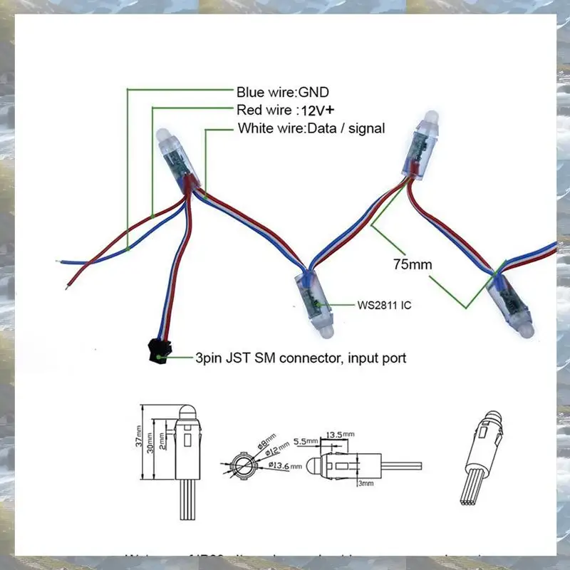 T82C Vendita Calda-200Pc WS2811 RGB Pixel LED Luce Indirizzabile Individualmente 12Mm Diffusa Digitale a Colori LED Modulo Pixel Luce