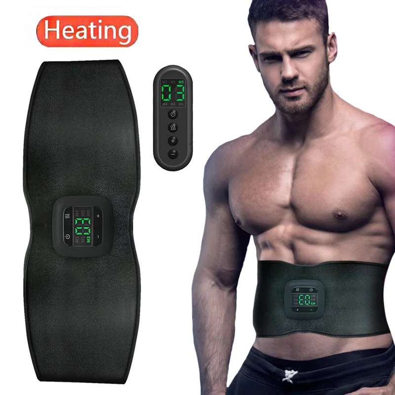 Electric Abdominal Toning Belt EMS Body Slimming Massage Belt Heating Warm Belly Abdomen Muscle Stimulator Fitness Weight Lose