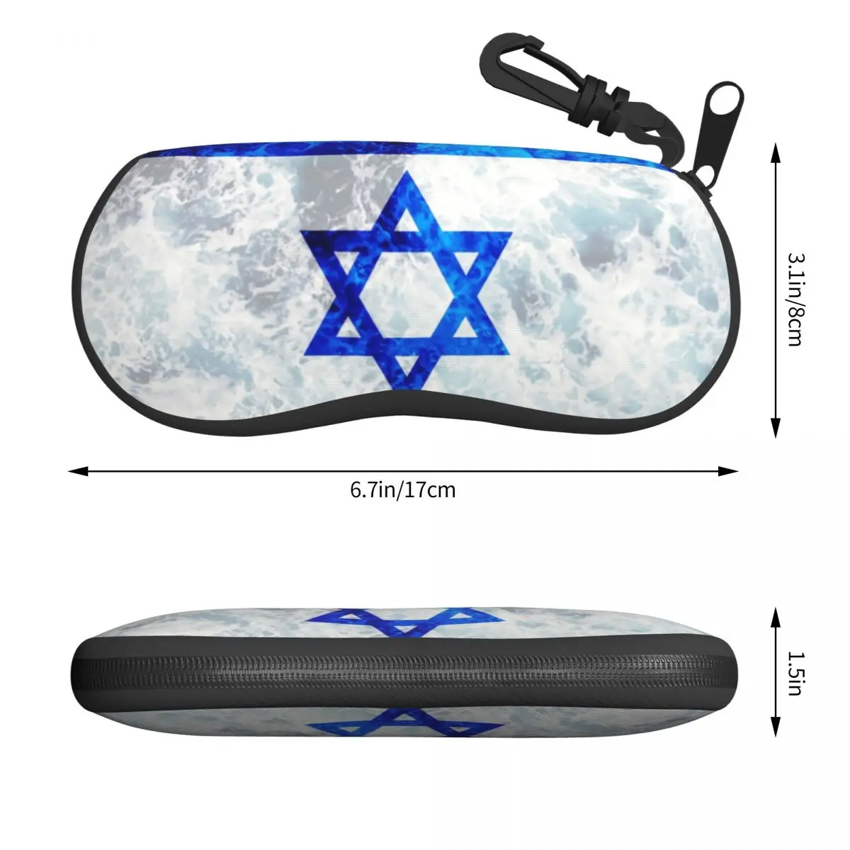 Custom Flag Of Israel Shell Glasses Case Unisex Travel Ocean Waves Eyeglasses Case Sunglasses Protector Box