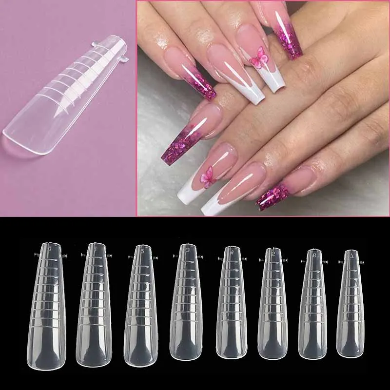 Formy do paznokci do przedłużania Poly UV Gel Tips Mold French Coffin Acrylic Nails Top Forms Diy Art Finger Artificial Dual Forms 60Pcs