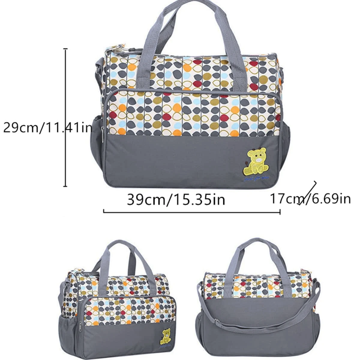 Fashionable printed mommy bag five piece set, large capacity multifunctional one shoulder crossbody bag, outdoor diaper bag