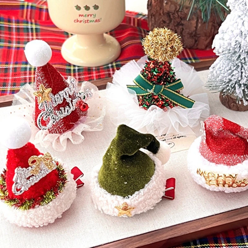 

Kawaii Christmas Hat Hair Clip Cute Lace Ballet Women Girl Santa Snowman Hairpin Xmas Party Barrettes For Kids Cosplay Headwear