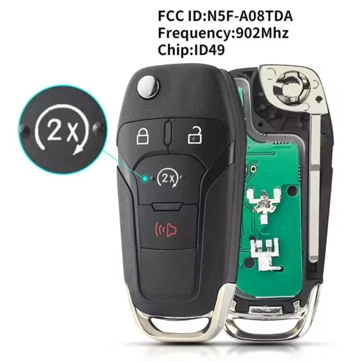 Zdalny kluczyk samochodowy Jingxin World pasujący do Ford F150-F550 Fusion Explorer N5F-A08TDA ID49Chip 902Mhz Auto Smart Control HU101 Flip Key