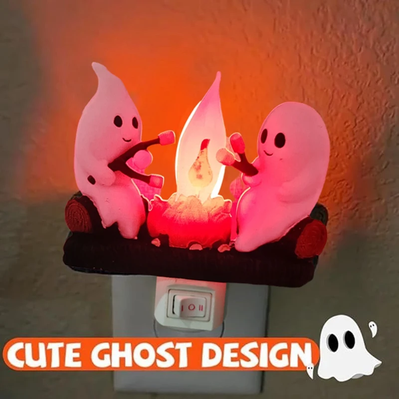 Veilleuse Fantôme de enquêter de Camp Vaccorporelle, Flamme, Halloween, 3D, LED, Petit, Faux enquêter de Camp, Décor