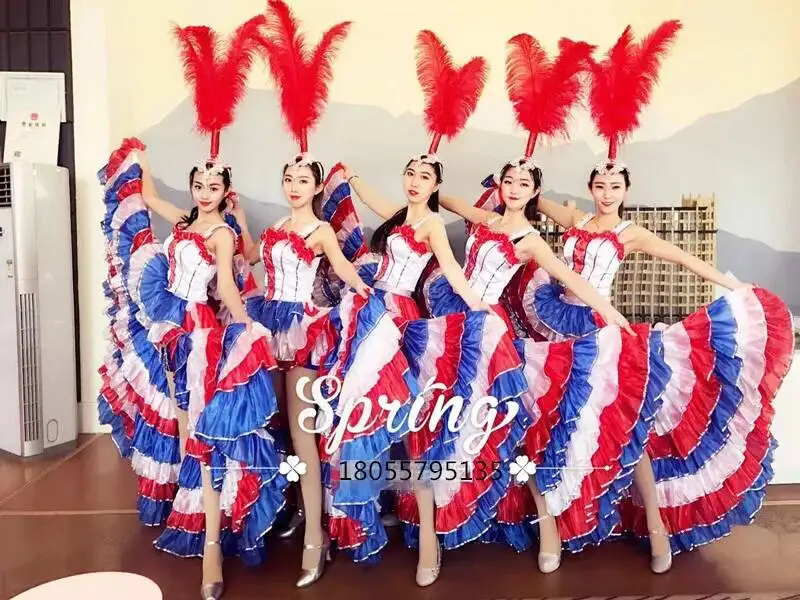 

Performance French Classic Kangkang Dance Costume Opening Show Stage Costume 360 Degree Swing Skirt