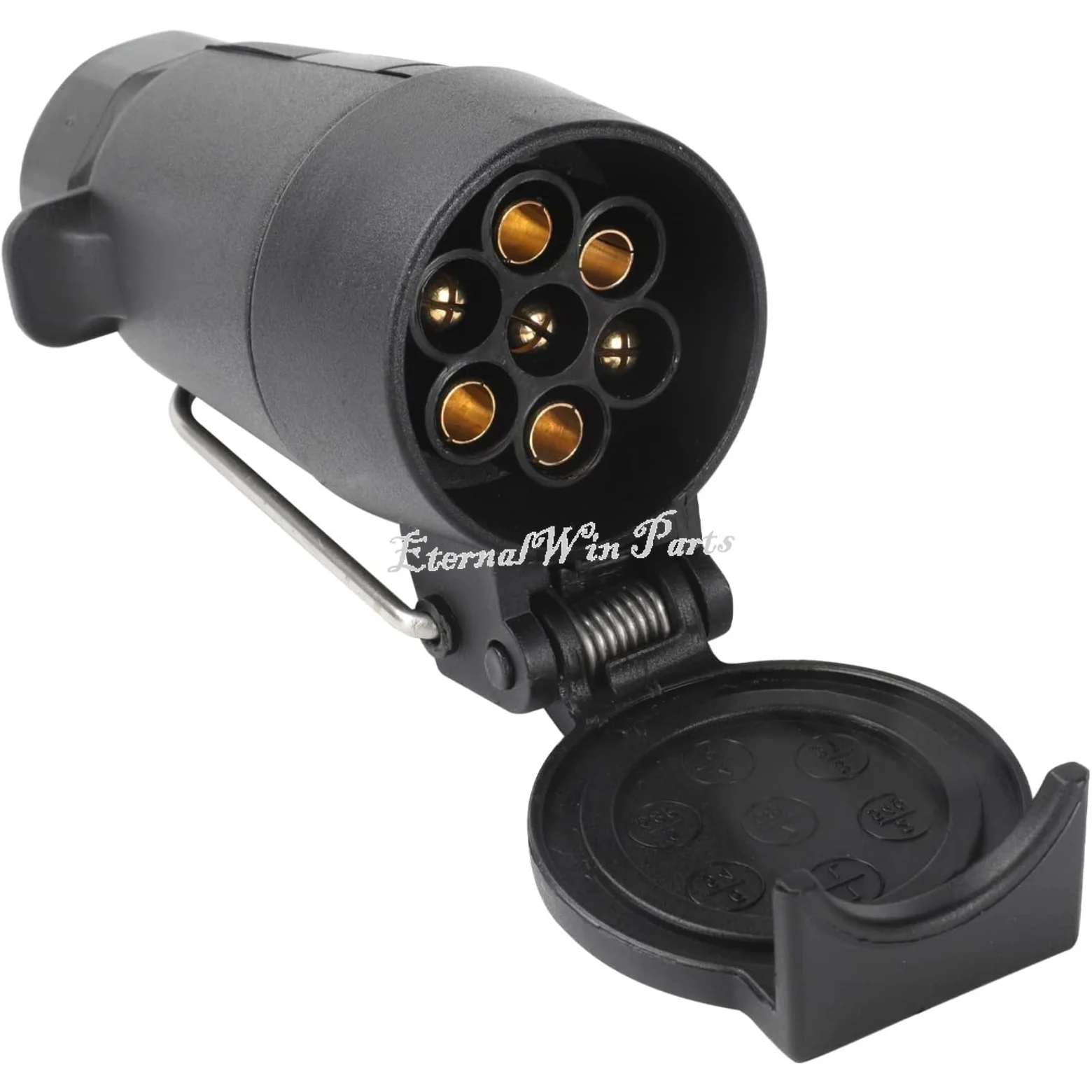 

7 Pin Trailer Socket Female Plug Adapter Waterproof Dustproof Protective Cover Connector for Car Caravan RV Trailer - Black