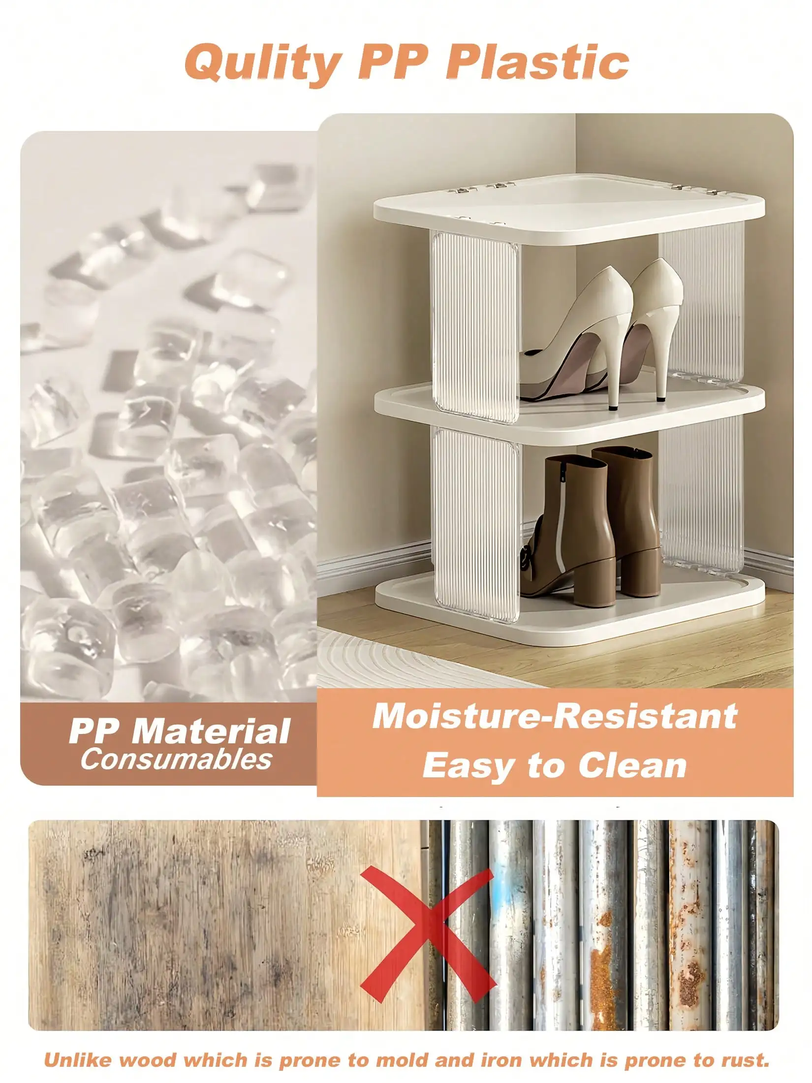 Large Vertical Plastic Shoe Rack - Free-Standing, Easy Install, Large Capacity for Shoes/Bags/Keys (Entryway/Home Decor)