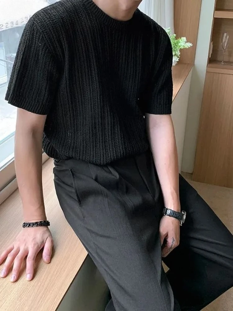 

Американская стильная футболка с коротким рукавом, имитирующая двухслойность, уникальный дизайн, свободный крой, летняя, в корейском минималистичном стиле, универсальная. ​