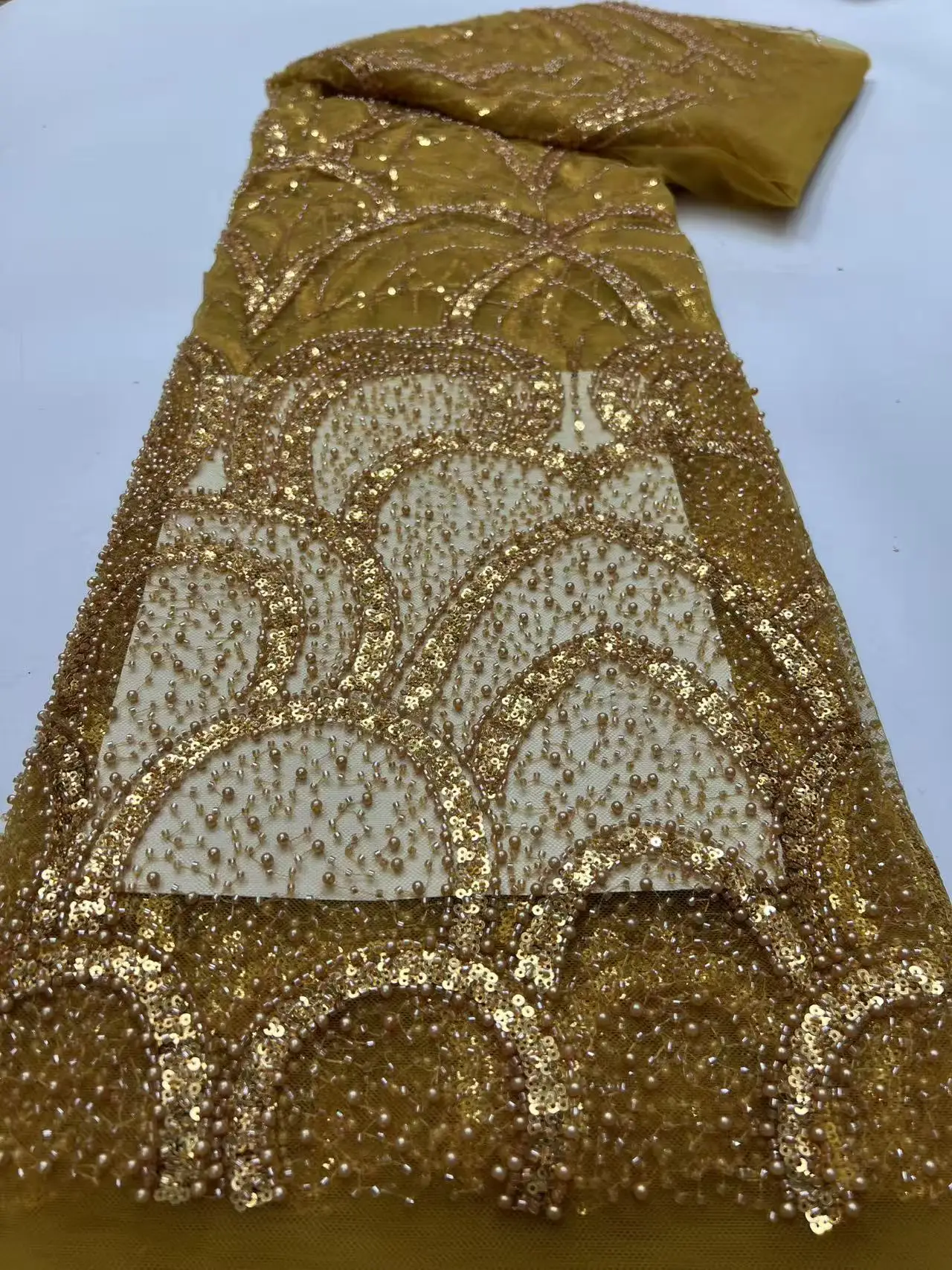

Wholesale African Beaded Tulle Lace Fabric 2026 HighQuality Luxury French Nigerian Sequins Mesh Tulle Lace for Party Dress Sew
