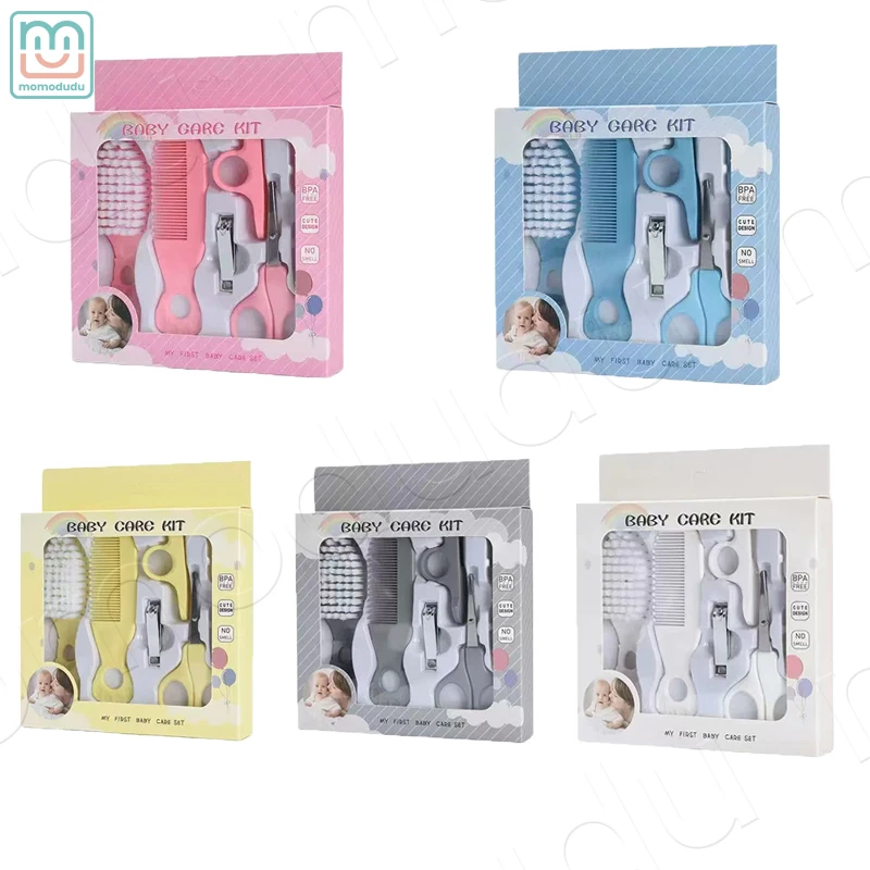 Juego de kit de aseo para bebés de 6 piezas, kit completo seguro para el cuidado del cabello y uñas para recién nacidos y niños pequeños