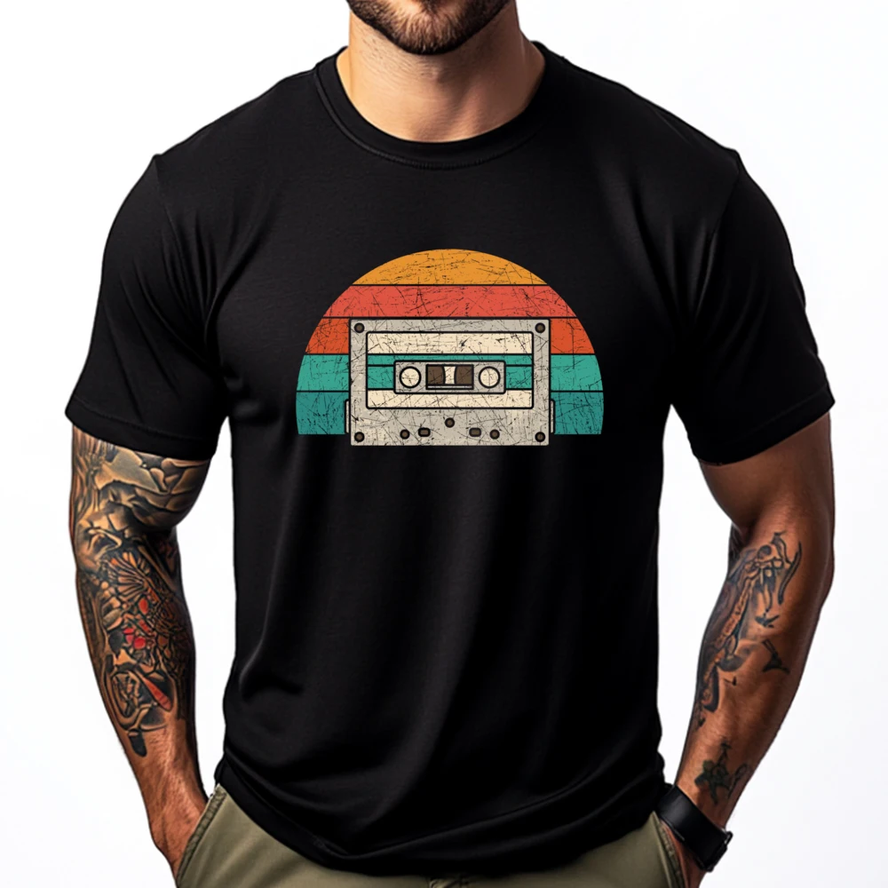 

1980s Music Lover Eighties Music Mixtape Cassette T Shirt Men 100℅ Cotton Men's Shirts Gothic Style Casual