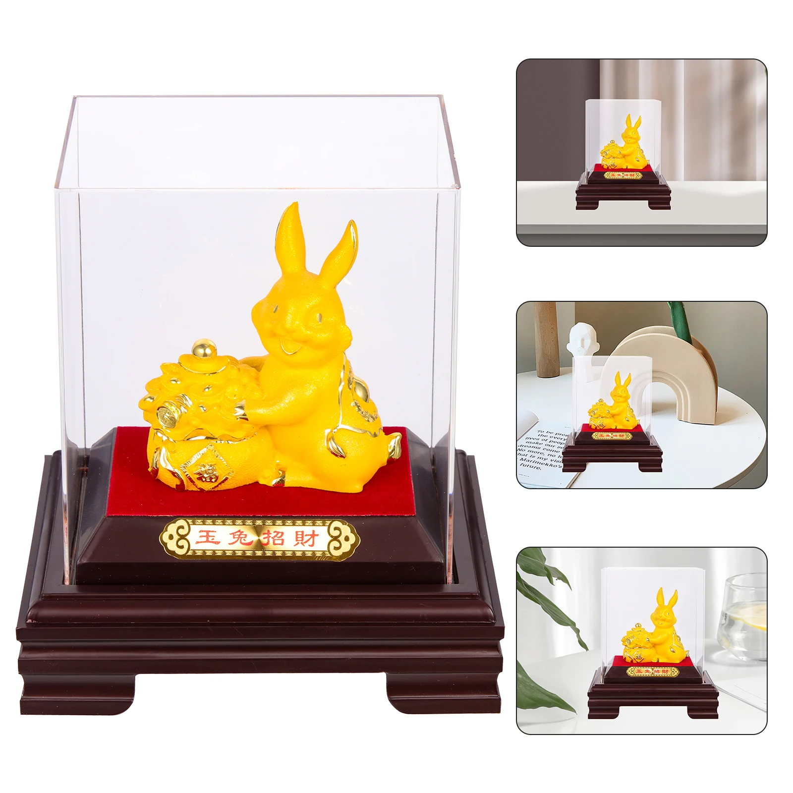

Golden Rabbit Ornaments Bunny Figurine Decorations Desktop Resin Statue Home Table Animal