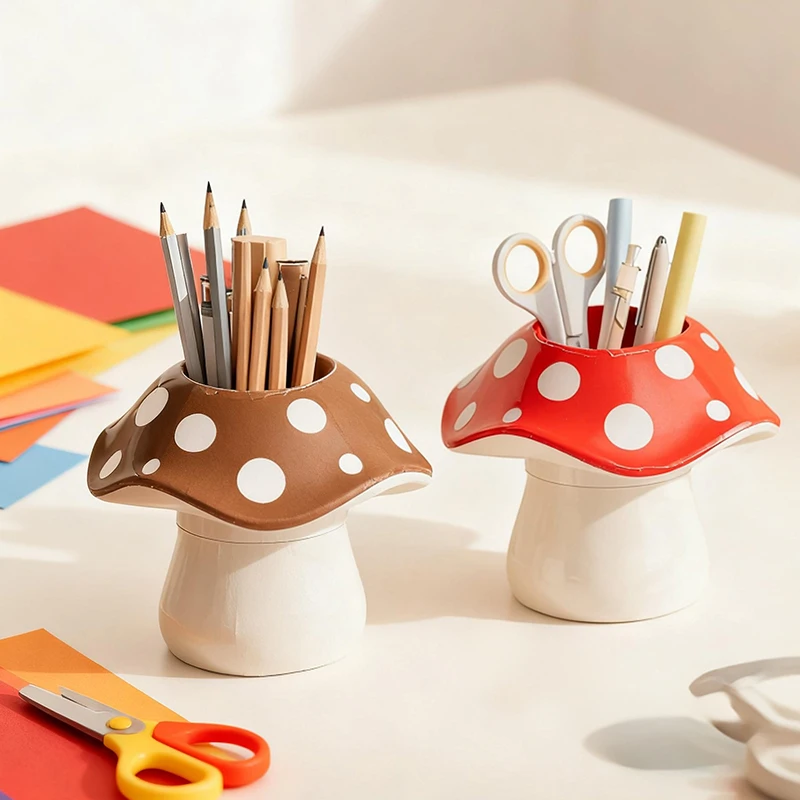 

1pc Cute Mushroom Shape Pen Holder - Creative Desk Organizer and Decorative Storage Box /home Organization and Storage 데스크톱 수납함