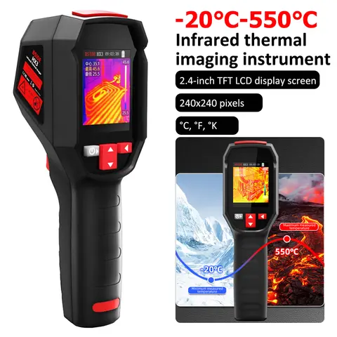 -20-550 ℃   열 화상 카메라 회로 PCB 수리 파이프라인 감지를 위한 2.4인치 TFT 스크린 적외선 온도계 HD 해상도