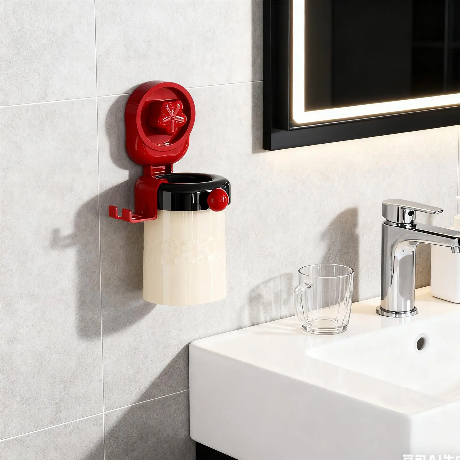 Toothbrush Cup Holder Suction Cup Wall Mounted No Drill Home Organization Kids Toothbrush Holder For Tile Glass Shelf Mirror