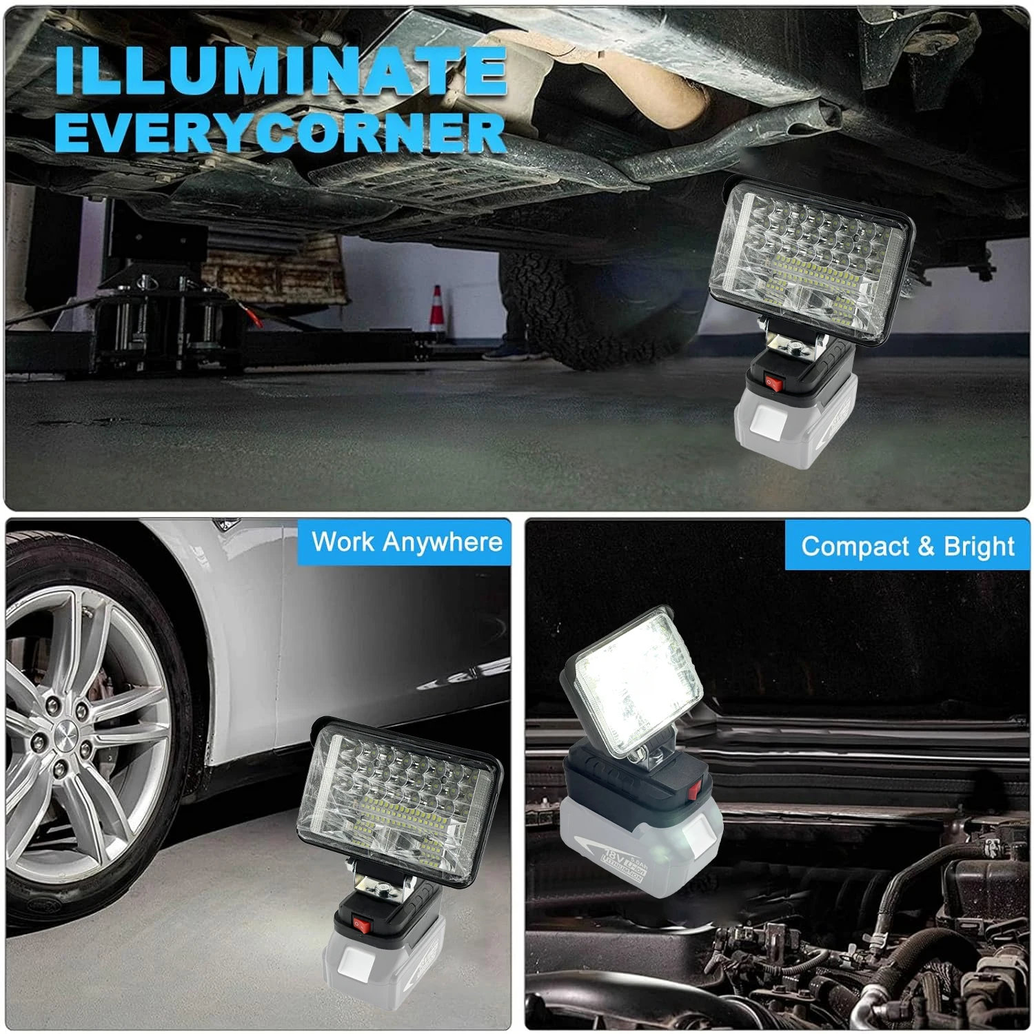 For Makita 18V Li-ion Battery LED Work Light Portable Emergency Flood Lamp 4/6/8 Inch Flashlight Camping Lamp