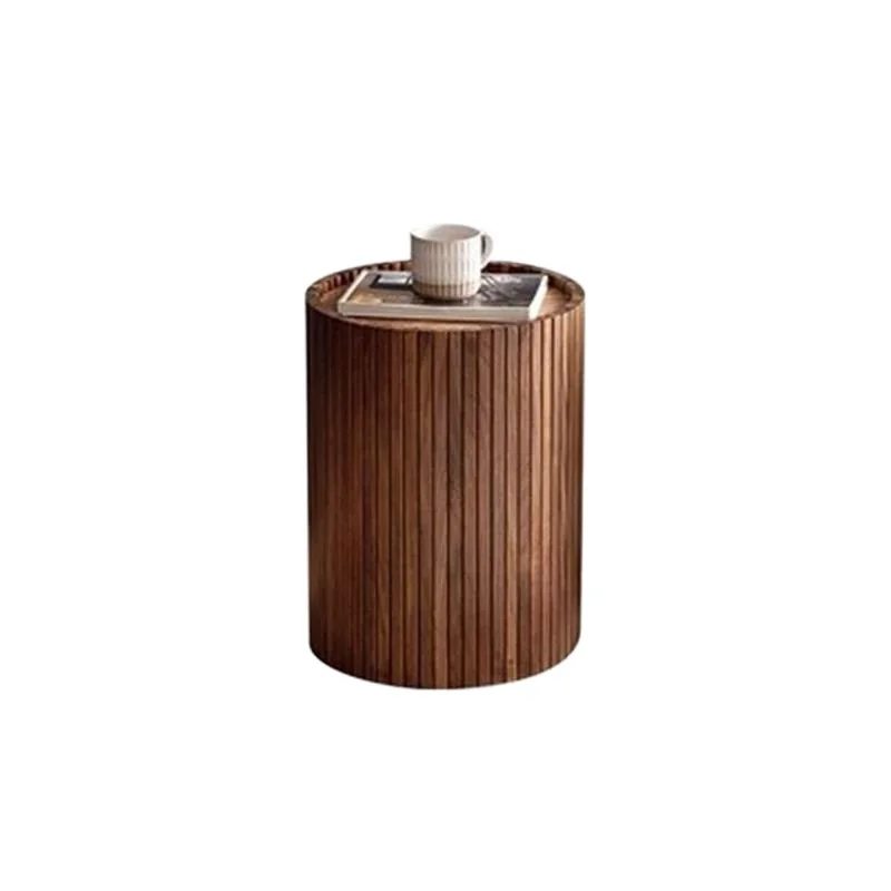 Nordic light luxury solid wood sofa small edge few, black walnut round simple retro creative multi-functional bedside cabinet