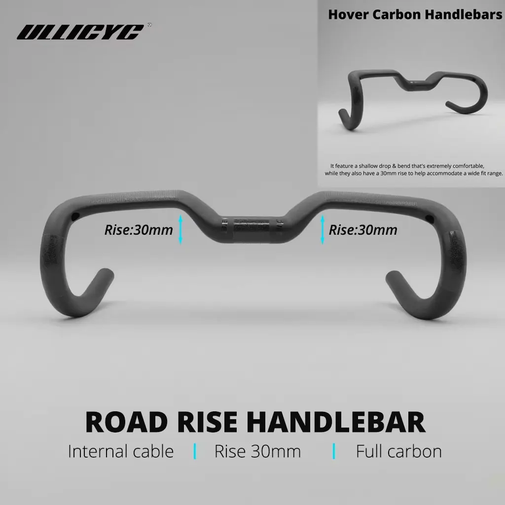 

Ullicyc Hover Carbon Handlebar T1000 Full Carbon Rise Road Handlebar Rise 30mm Gravel Cockpit Internal Cable
