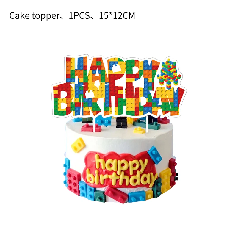 Building Blocks Birthday Party Decoration Party Supplies Tableware Cup Plate Napkin Kid Birthday Event Balloon Banner Backdrop