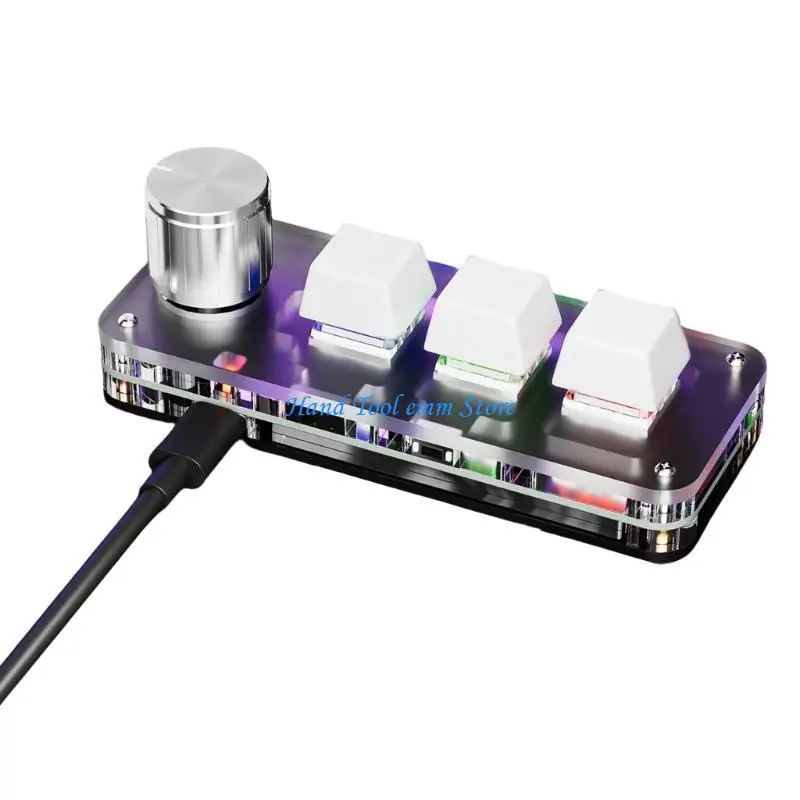 H37F USB لوحة مفاتيح صغيرة مع مفاتيح ميكانيكية 1 مقبض لوحة مفاتيح برمجة ذاتية الصنع للألعاب والترميز والمهام المكتبية