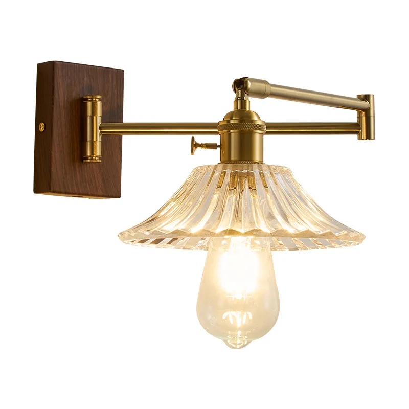 

Medieval rocker arm wall lamp bedroom bedside lamp retro ambient telescopic rotating folding study reading