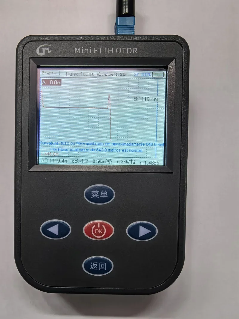 English Portuguese Bilingual OTDR Handheld Mini Multifunction Optical Fiber Tester With Stable Light Source